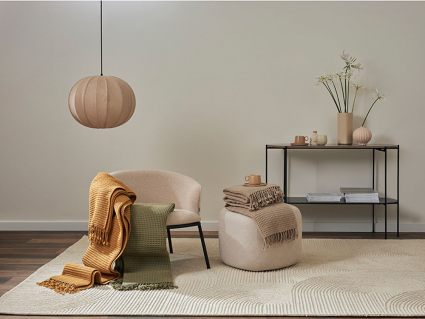 Плед Tkano Essential из шерсти цвета охры 130х180